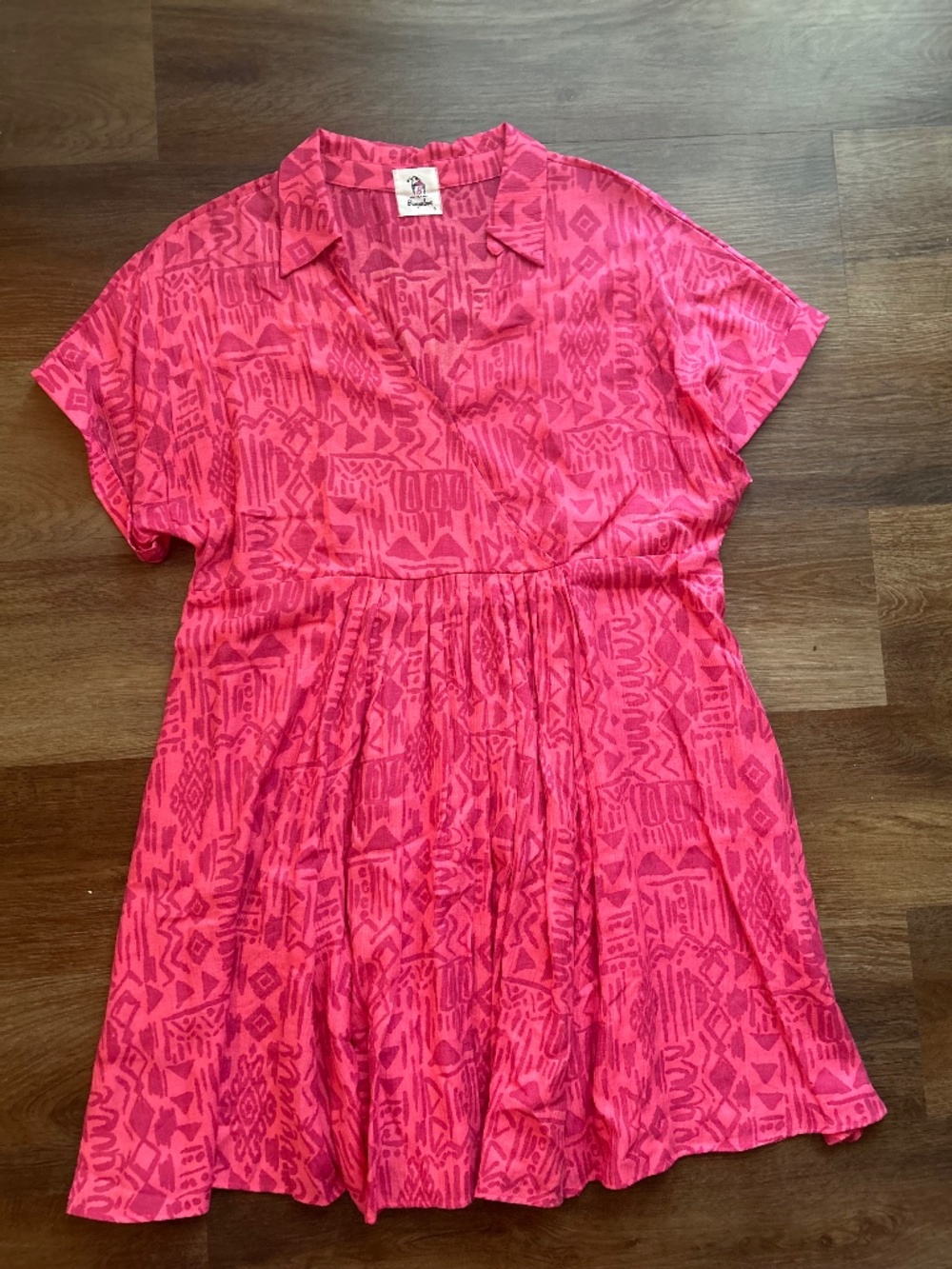 Pink Tribal Print Babydoll Dress Oversized Small